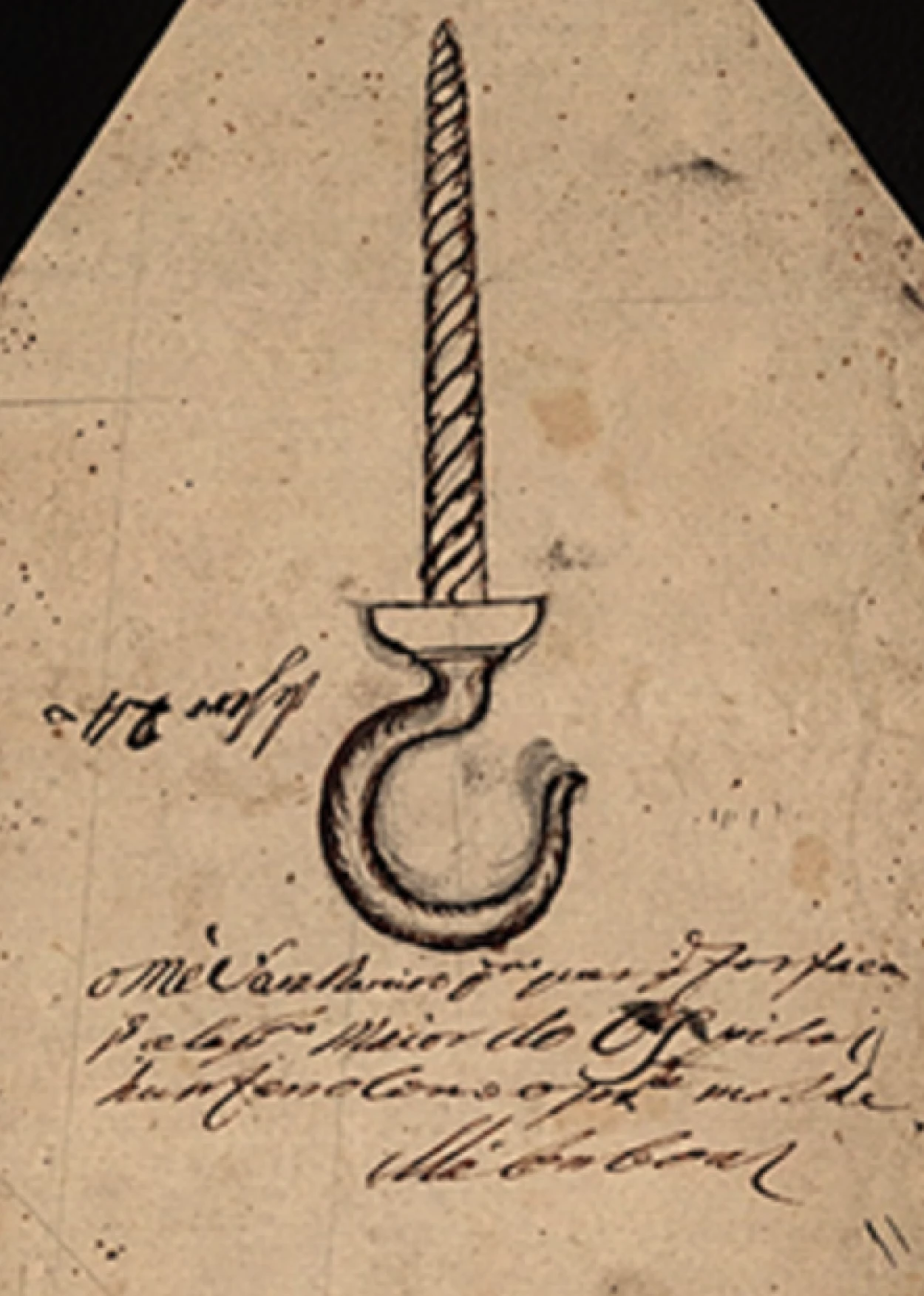 Fig. 1 – Desenho de camarão de olho aberto, com texto acompanhante, da autoria de Manuel Alves Macomboa (?-1815)