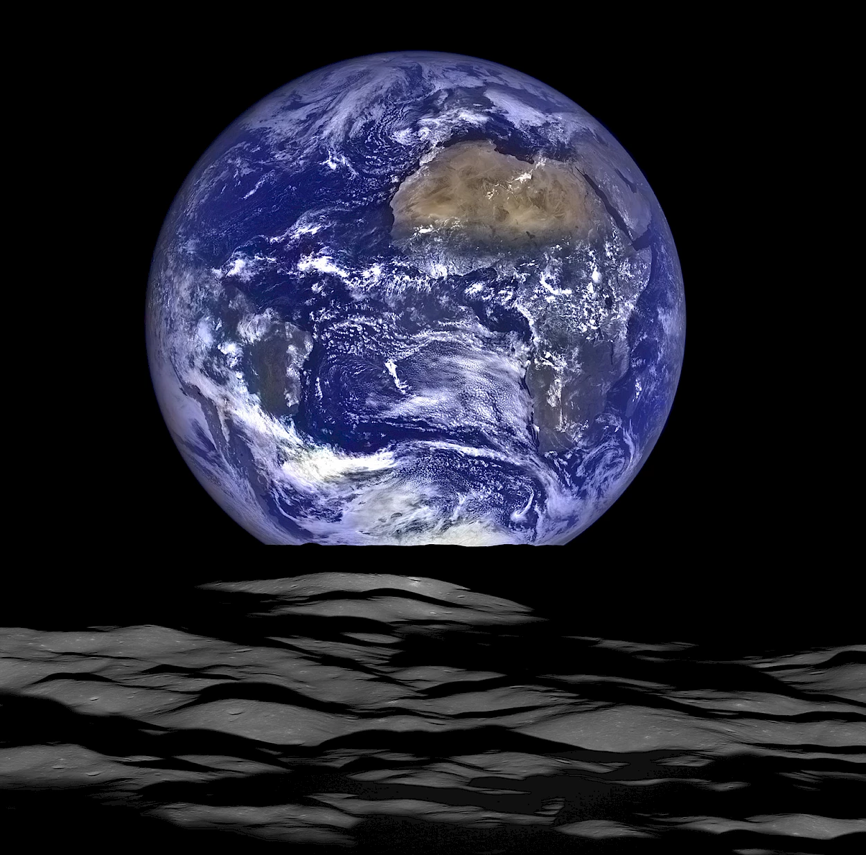 2015: Earthrise 2.0 (Lunar Reconnaissance Orbiter)
Launched in 2009, LRO captures some 12 Earthrises daily, but is generally busy looking at the Moon's surface. On occasions such as this, planets sometimes come into view as LRO points its instruments into space for atmospheric observations and calibration.