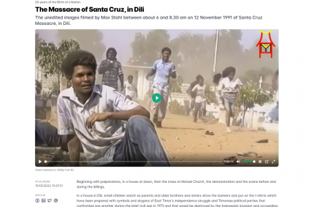 Exemplo de um vídeo restaurado para HD: o massacre no cemitério de Santa Cruz, Dili.